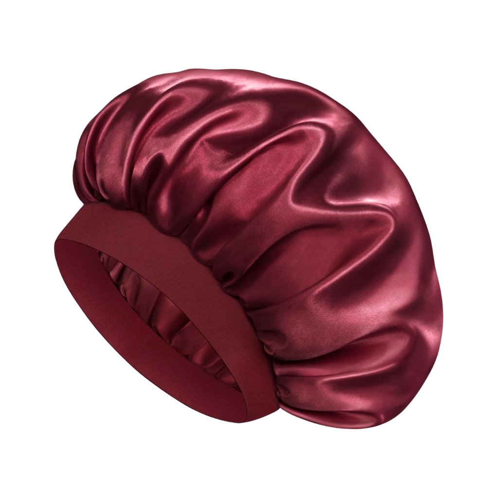 Beyondbeautyblis Red Double-Layer Satin Sleep Bonnet with Elastic Band for Adults